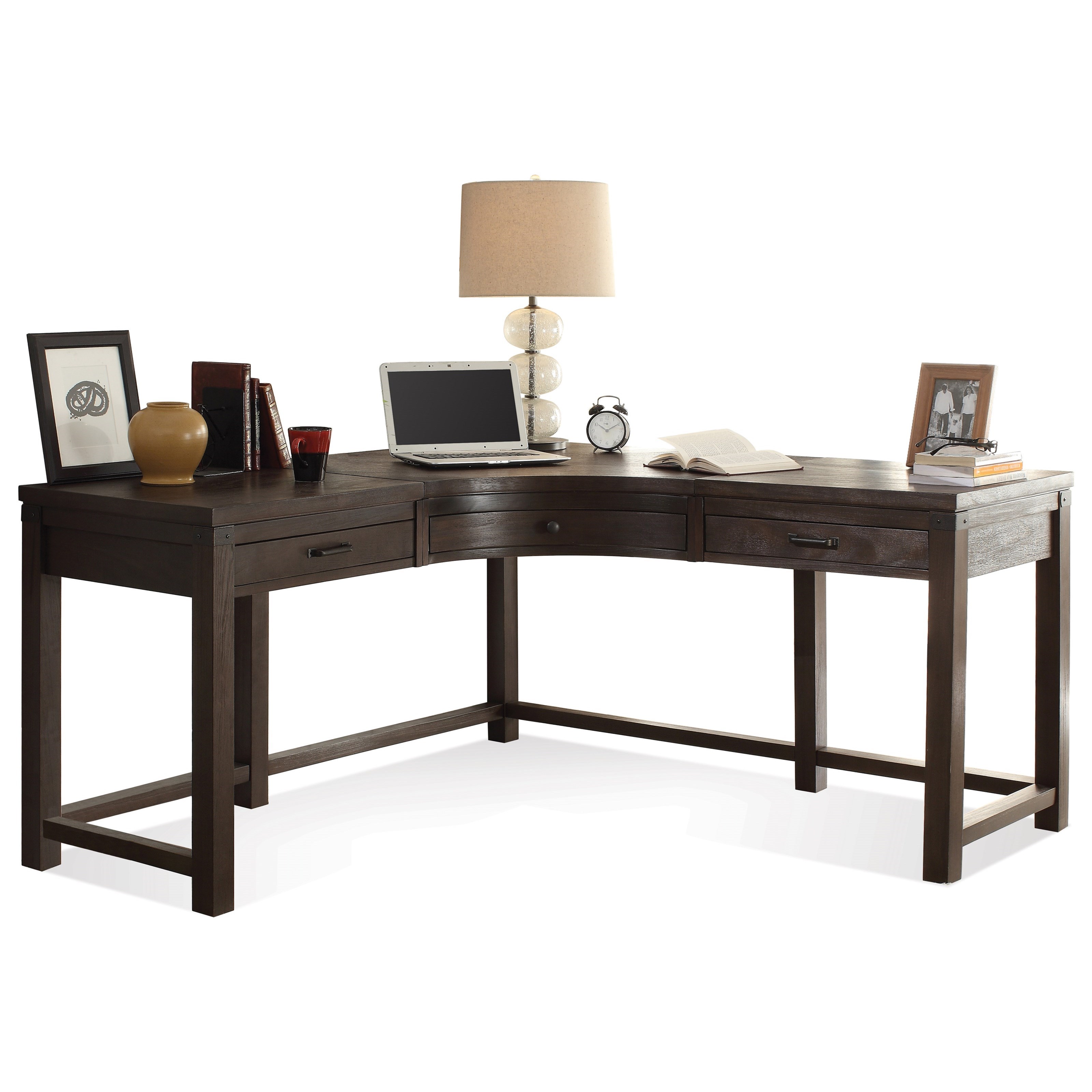 Riverside Furniture Promenade 84520 3 Drawer Curved Corner Desk Hudson's Furniture LShape Desk